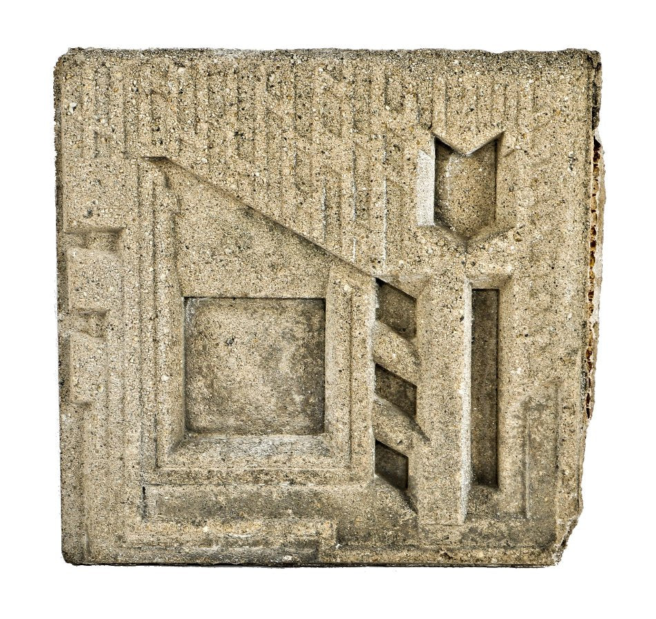 original c. 1924 hollywood hills samuel and harriet freeman house geometric textile block salvaged from the exterior facade during extensive renovations