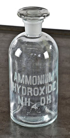 oversized all original c. 1920's-1930's antique american medical research laboratory deeply embossed letter reagent bottle with intact ground glass stopper