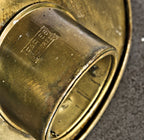 c. 1910-1920 original and hard to find brass-plated rolled rim american industrial steel parabolic-shaped shade with nicely aged surface patina