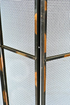 hard to find late 19th century oversized original antique american oxidized copper-plated collapsible and interlocking wrought steel fireplace screen