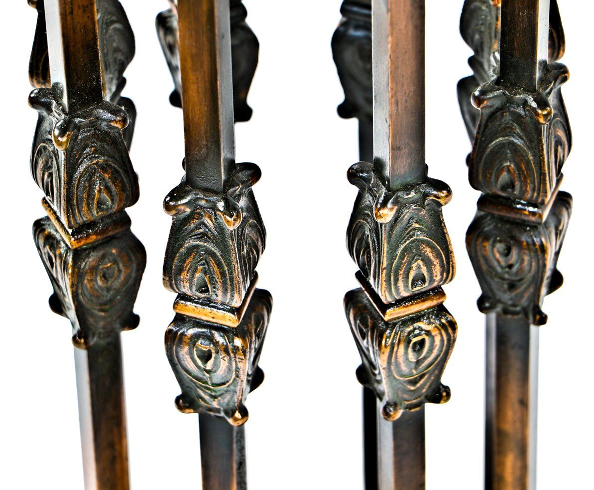 early 20th century historically important copper-plated cast and wrought iron e.f. lasar mansion newel post