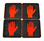 set of four matching unique all original city of chicago street outdoor pedestrian traffic signal light "don't walk" molded plastic pictogram lenses