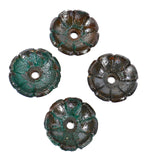 group of four matching all original antique american ornamental cast iron exterior commercial building i-beam girder floral rosettes