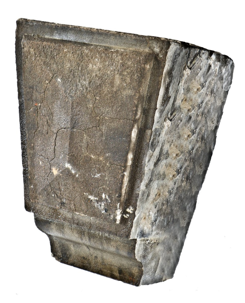 single original victorian era c. 1870's gargantuan exterior post-fire osborne and adams building window keystone comprised of patented artificial stone