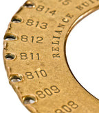 early 20th century antique american industrial stamped yellow brass "8th floor" reliance building chieg engineer master office door key ring with lightly incised markings
