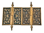 remarkably intact c. 1870's high victorian era ornamental loose pin cast bronze residential h & d door hinges with palmette motif pointed finials