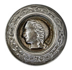 hard to find and highly sought after c. 1870's-1880's antique american "clara burton" refinished figural cast iron doorknob with deeply recessed center