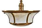 documented early 20th century museum quality original and intact sterling bronze company white opalescent bent glass pendant light salvaged from chicago's union station