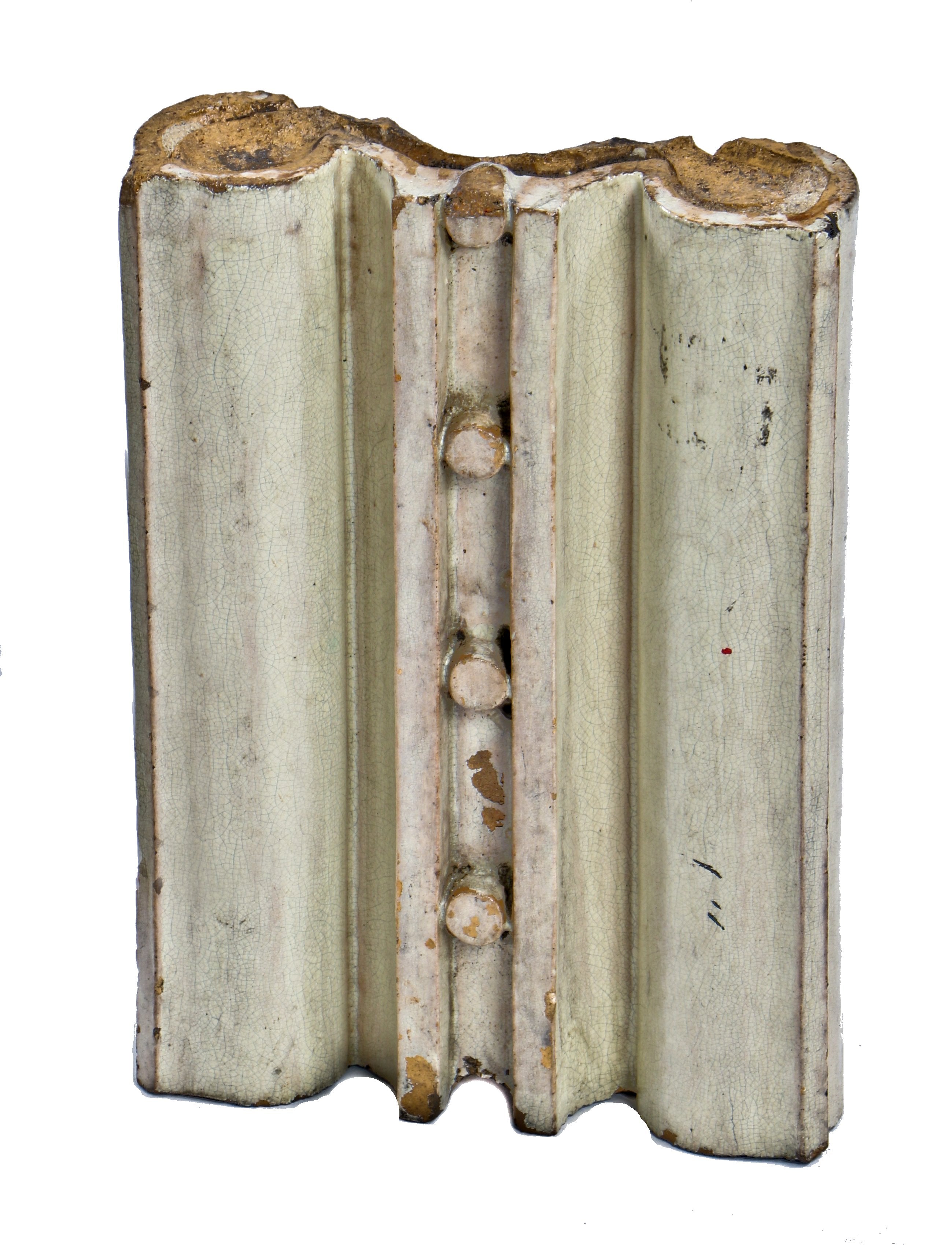 documented c. 1890's original allover crazed exterior cream-colored historic reliance building ornamental terra cotta curtain wall panel designed by charles atwood for daniel burnham
