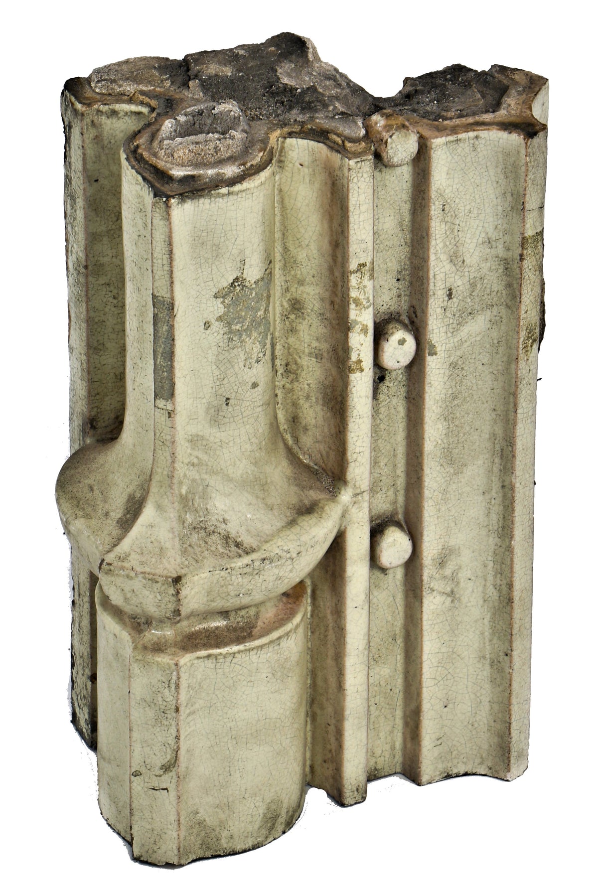 original historically important all original and unaltered c. 1890's reliance building gothic style charles atwood-designed building facade terra cotta curtain wall fragment with allover crazing