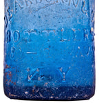 single rare and all original antique mid-nineteenth century light cobalt blue glass iron pontiled soda bottle fabricated for new york bottlers dearborn & co.
