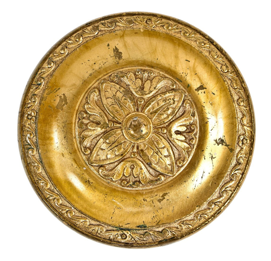 rare and original antique c. 1920's cast brass doorknob fabricated by the sargent hardware company for holabird and roche's palmer hotel