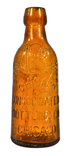 hard to find late nineteenth century privy dug and intact amber blobtop bottle fabricated for the chicago consolidated bottling company