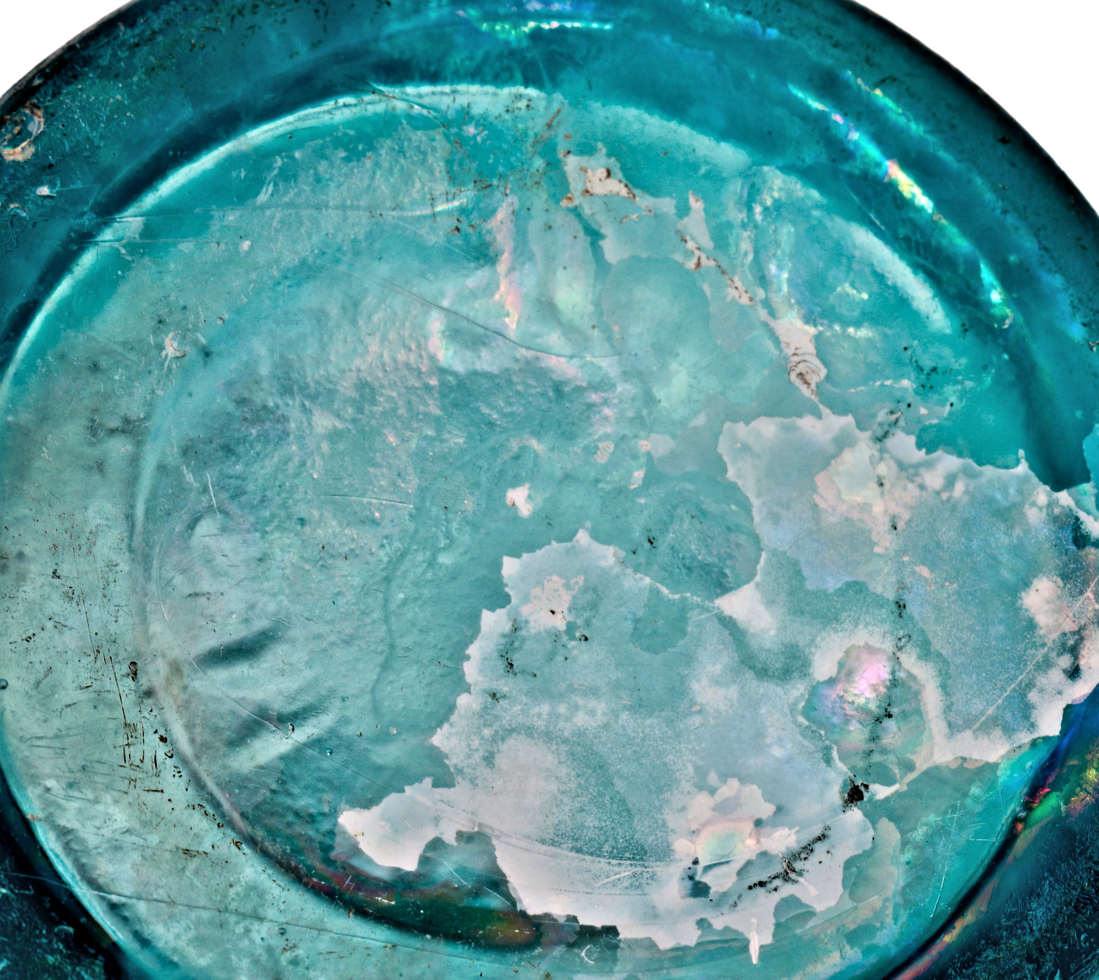 rare all original antique 1870's vibrantly colored and patinated blue aqua glass porter style bottle fabricated for chicago bottler daniel dempsey.