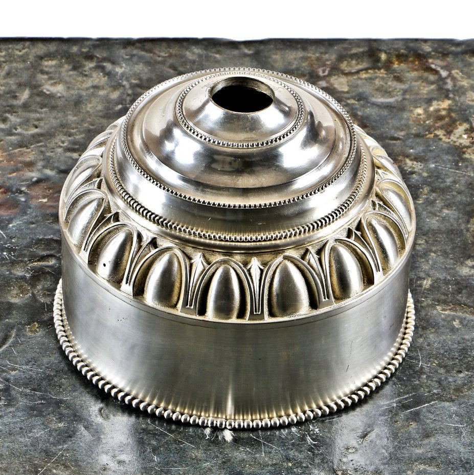 massive original c. 1920's silver-plated bronze neoclassical style continental and commercial bank building interior chandelier canopy with egg & dart motif