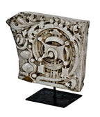 original c. 1920's american white glazed sullivanesque terra cotta chicago auto garage facade mounted panel with rear cavities removed to reduce weight