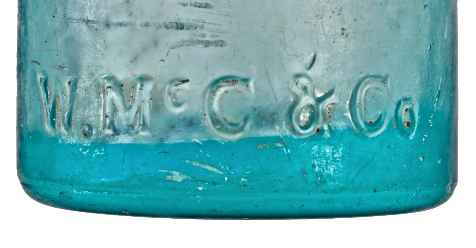 single intact privy dug antique c. 1872-1875 heavily irridized milwaukee avenue aqua blue glass pony soda bottle fabricated for chicago bottler daniel dempsey