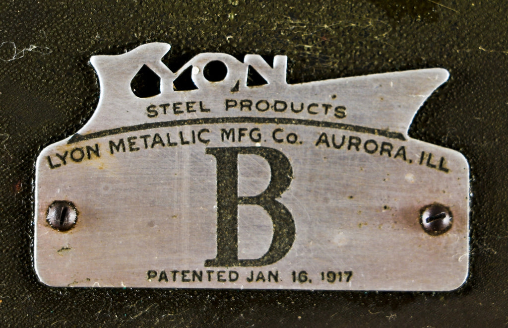 rare early 1920's original and seldom found oversized freestanding pressed and folded riveted joint sheet iron self-contained locker unit with knob handles