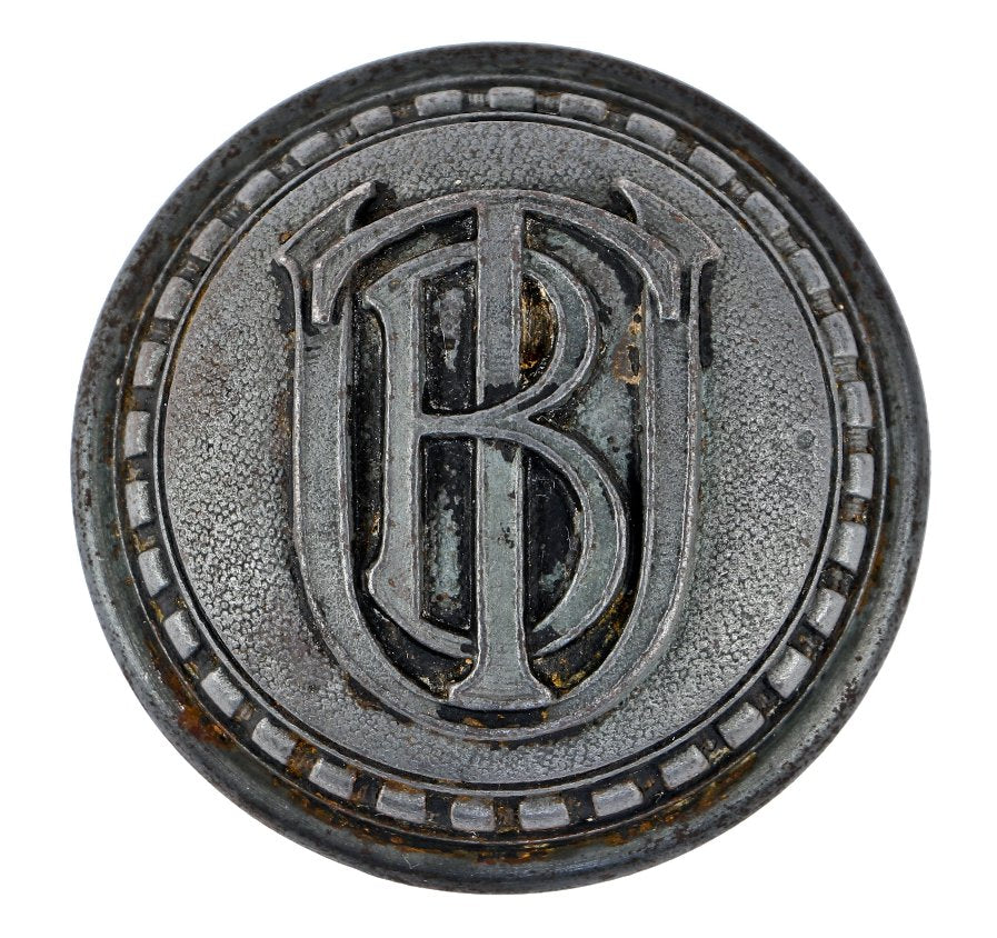 original oversized c. 1893 historically important sullivan and adler-designed union trust building interior office door monogrammed handle with intact bower-barff finish