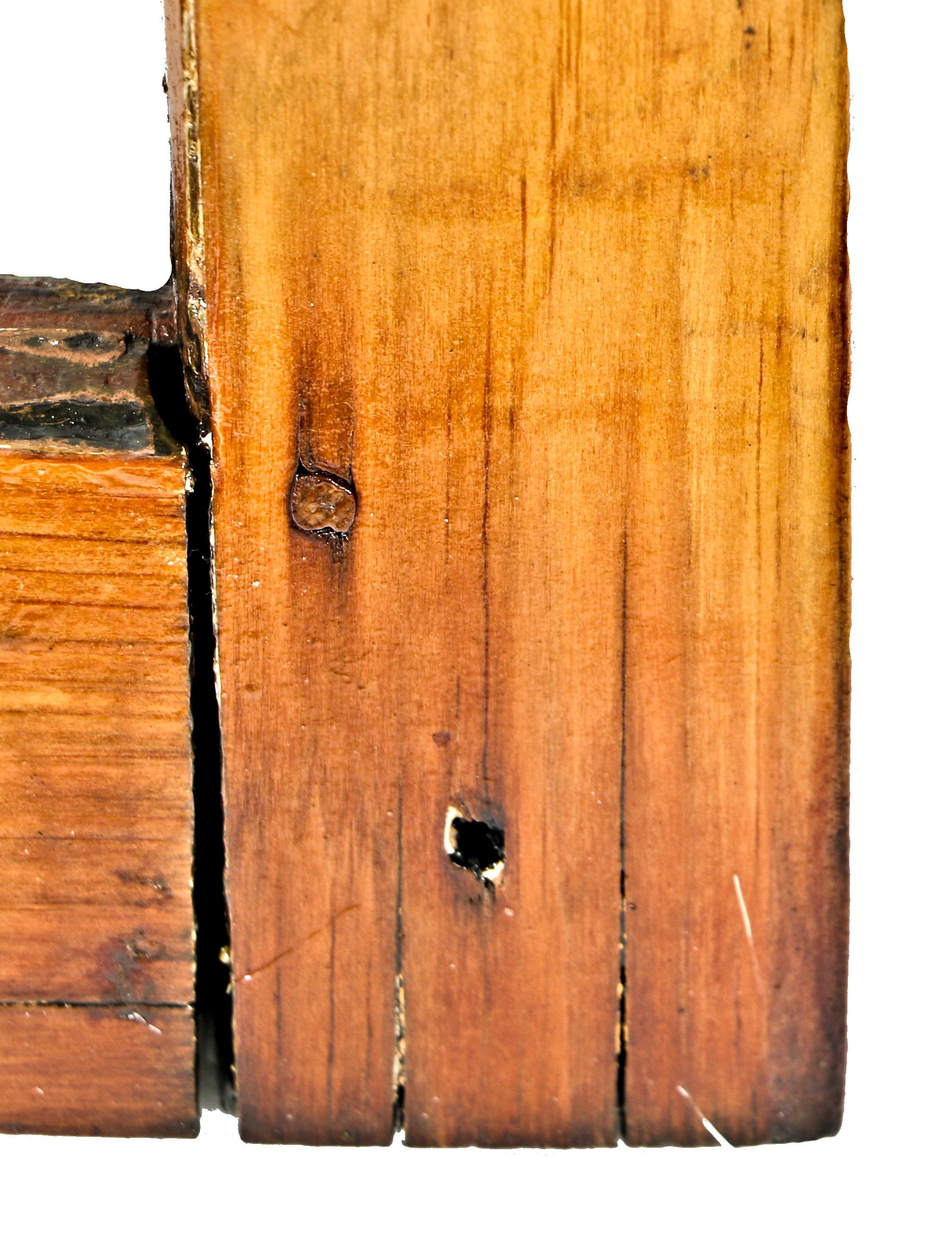 all original c. 1855 pre-fire chicago refinished white pine wood exterior residential two-over-two single-hung john kent russell house sash window with wood dowels