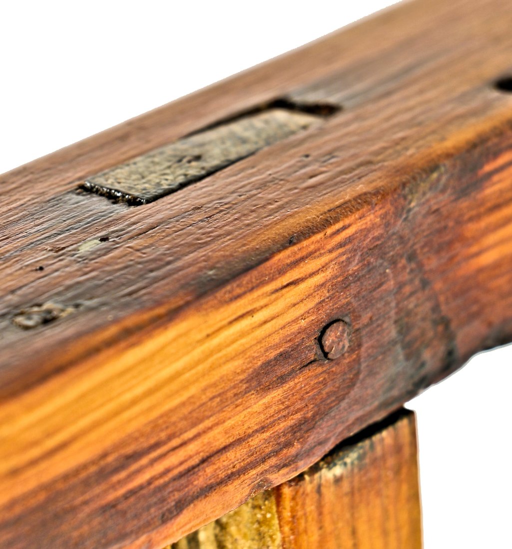 all original c. 1855 pre-fire chicago refinished white pine wood exterior residential two-over-two single-hung john kent russell house sash window with wood dowels