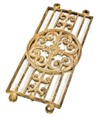 historically important late 1920's american ornamental cast iron neoclassical style historic sheridan theater lobby staircase baluster panel with gold enameled finish