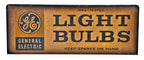 double-sided late 1930's lithographed steel "light bulbs" hardware store general electric display sign with naturally aged surface patina