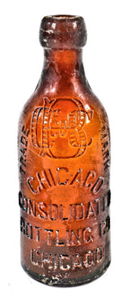 hard to find late nineteenth century privy dug and intact amber blobtop bottle fabricated for the chicago consolidated bottling company