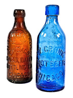hard to find late nineteenth century privy dug and intact amber blobtop bottle fabricated for the chicago consolidated bottling company