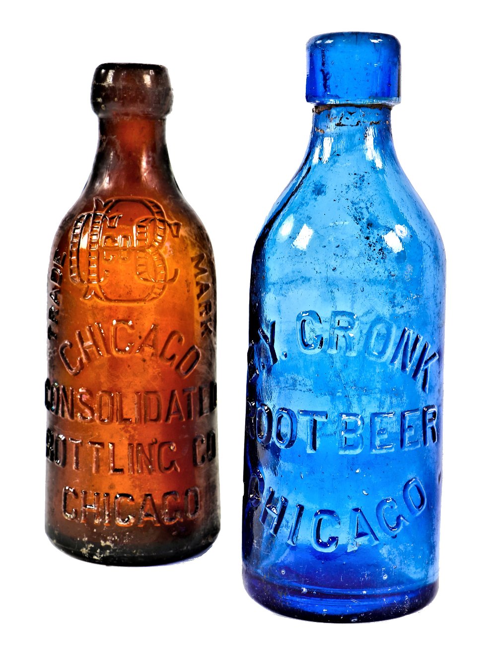 hard to find late nineteenth century privy dug and intact amber blobtop bottle fabricated for the chicago consolidated bottling company