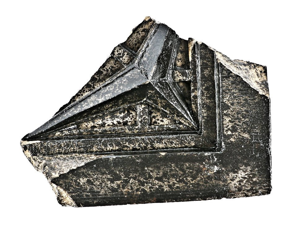 diminutive early 20th century american exterior michael reese hospital hugh garden-designed speckled black terra cotta fragment with geometric design