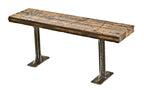 robust antique american industrial reconfigured a. finkl & sons foundry locker room pollard bench bases with old oak wood railroad boxcar flooring