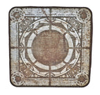 original museum-quality late 1920's american antique residential potbelly stove platform comprised of lithographed steel designed by louis h. sullivan