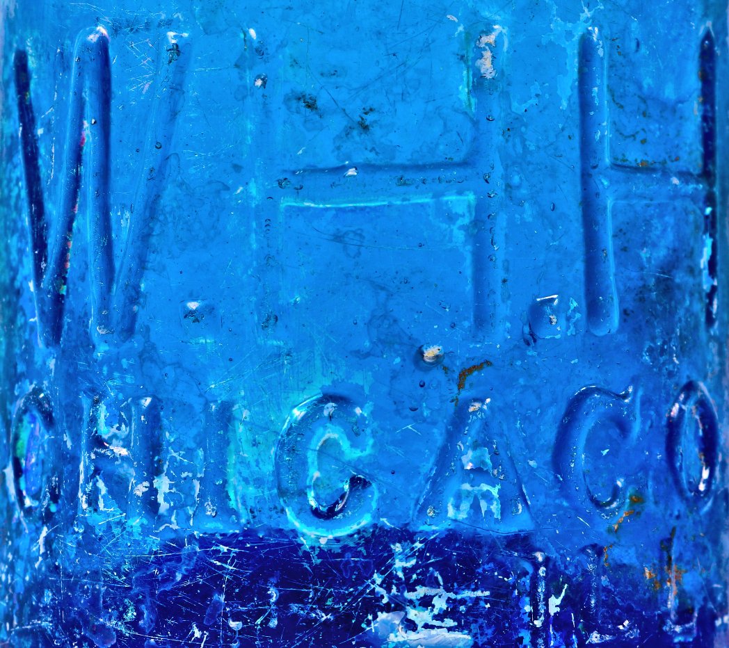hard to find antique american nineteenth century privy dug cobalt blue glass w.h.h. soda style bottle fabricated for chicago bottling giant william h. hutchinson.