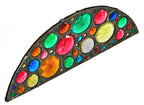 stunning 19th century 1880's salvaged chicago antique american residential leaded glass transom window arch top fragment comprised of faceted jewels