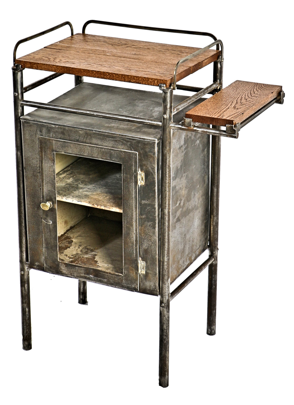 original and largely intact early 20th century antique american chicago cook county hospital stationary sterilizer cabinet or side table with single hinged cabinet door