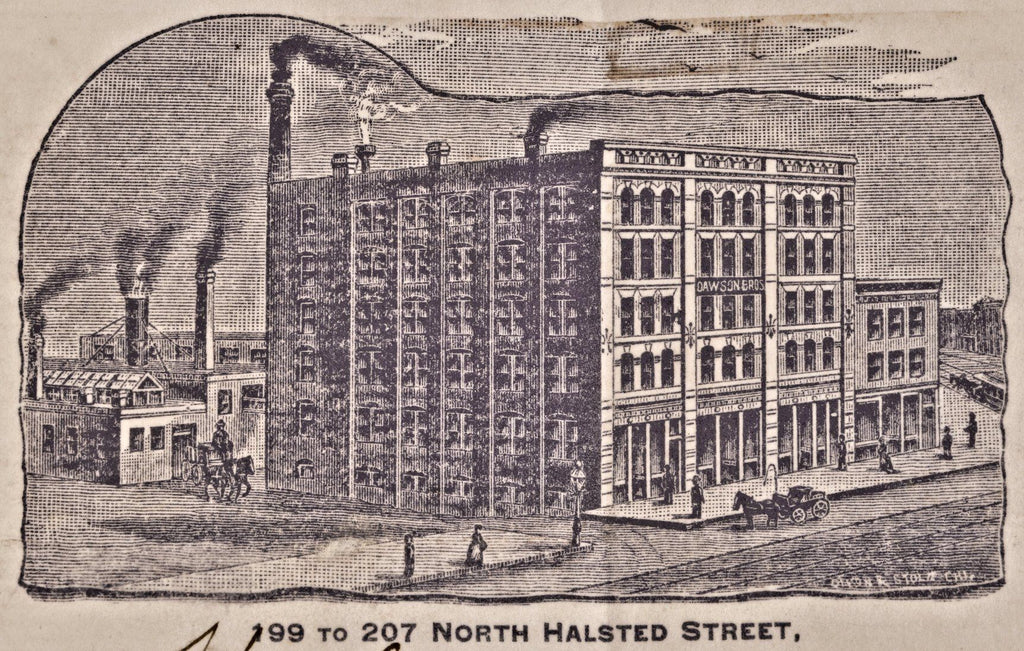 rare 19th century framed and matted dawson brothers fireplace mantel and accessory letterhead