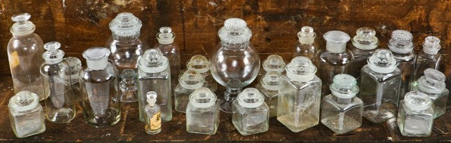 original early 20th century salvaged chicago soda fountain or ice cream parlor "bunte" brand store shelf or cabinet sundry jar with original ground glass lid