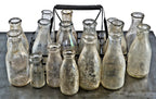 lot of all original antique american c. 1900's-1930's privy dug chicago colorless glass milk bottles dug from various chicago area excavation sites.