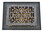 hard to find all original late 19th century black enameled ornamental cast iron salvaged chicago residential flush mount floor register with intact cast iron surround