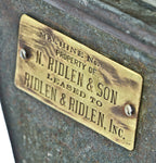 matching set of original early 20th century antique american industrial factory machine shop refinished cast iron power hack saw machine bases