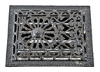 antique american black enameled ornamental cast iron interior residential flush mount 19th century wall grate with pivoting louvers