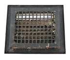 late 1890's antique american victorian era strongly geometric interior residential black enameled cast iron floor grate and matching surround