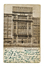 single late nineteenth century antique american post card depicting the chicago athletic association building with handwritten note