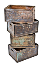hard to find early 20th century cold-rolled steel wacker and birk "pioneer" beer or soda bottle carrying case with opposed handles and lightly embossed lettering