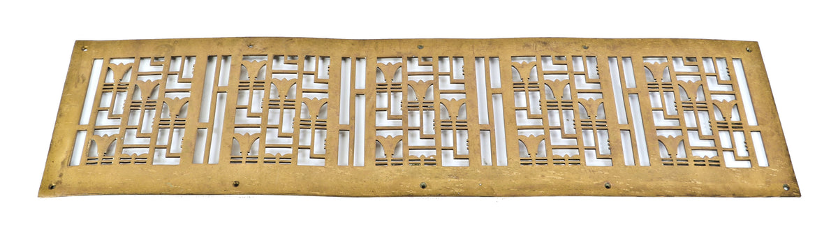 all original and intact solid cast bronze c. 1935 american at deco interior j.c. penny's department store wrought bronze geometrically designed radiator grille