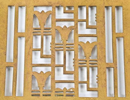 all original and intact solid cast bronze c. 1935 american at deco interior j.c. penny's department store wrought bronze geometrically designed radiator grille