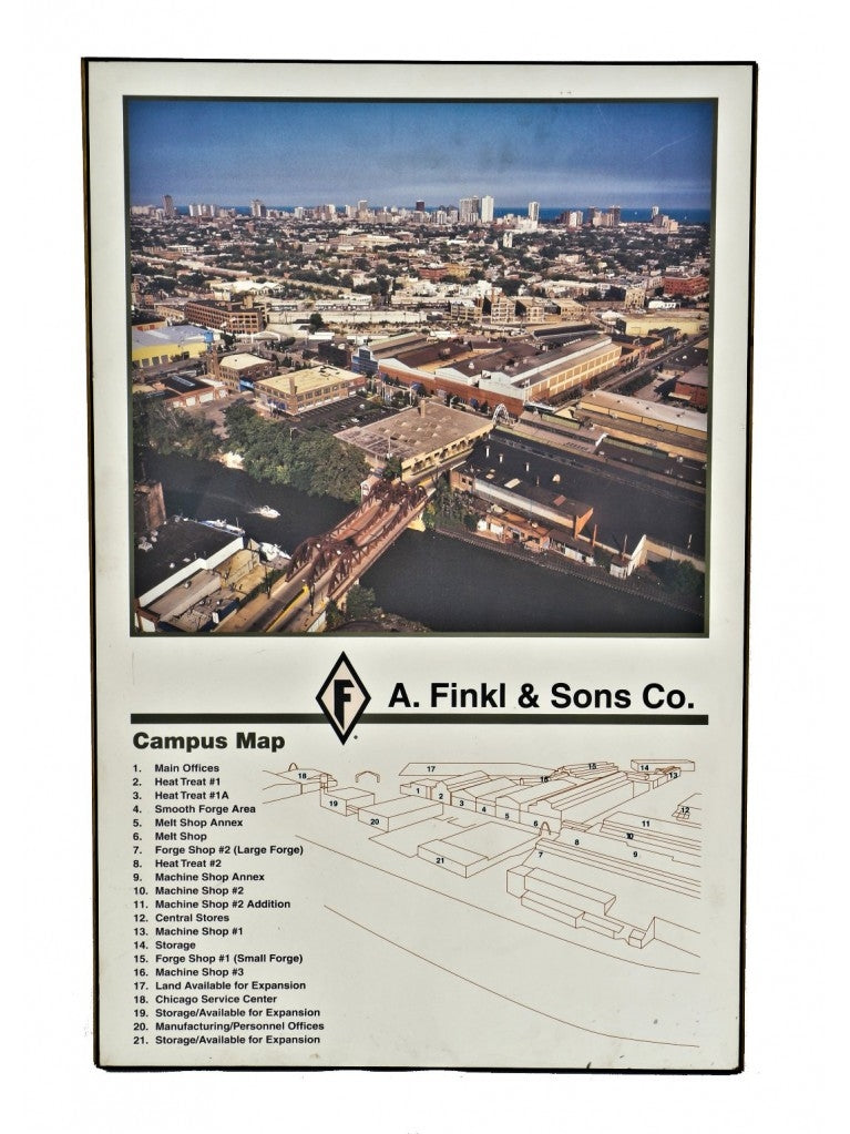 one of three original a. finkl & sons bricks with old inventory plaques salvaged from the company's foundry building after moving to the north side in 1902