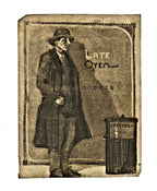 single all original late nineteenth or early 20th century "late oyen" figurative charcoal drawing with detailed border and "free lunch" sign against trash can