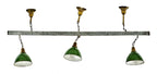 unique c. 1920's hammond masonic temple building game room ceiling-mount billiards light fixture with matching green porcelain enameled deep bowl rolled rim reflectors